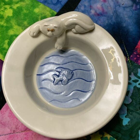Fitz & Floyd “Cat-Fish” Cat & Fish Sculpture Ceramic Dish Vintage Home Decor - Picture 8 of 8